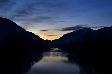 Adda river painted of the sunset colors