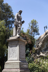 Fototapeta premium Statue of Don Pedro de Valdivia at Cerro Santa Lucia in Santiago Chile
