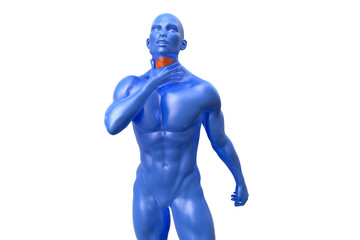 senior man with throat or neck pain irritation. 3d illustration