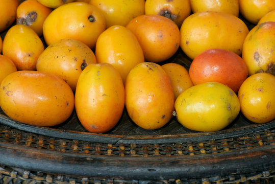 Brazilian fruit: stack of seriguela, or red mombin