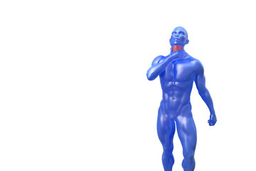 senior man with throat or neck pain irritation. 3d illustration