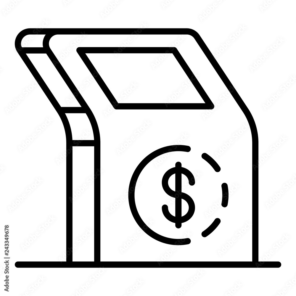 Poster payment kiosk stand icon. outline payment kiosk stand vector icon for web design isolated on white b