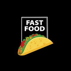 Set of labels, logotype and elements for different fast food. Burgers, pizza, hot dog, coffee