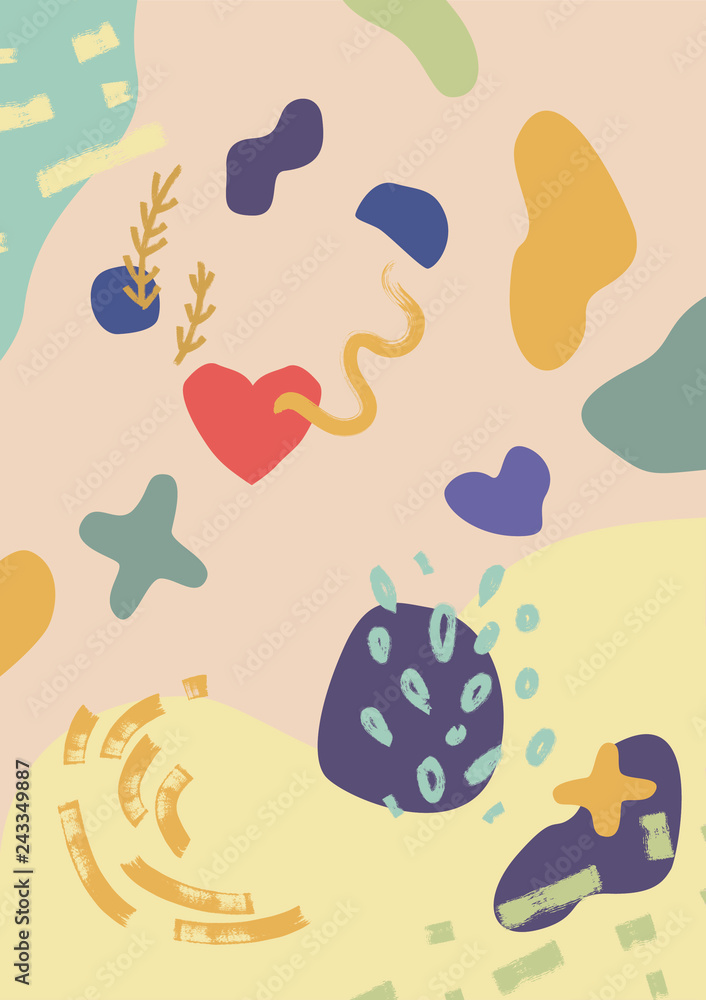 Poster abstract modern and stylish digital background with different shapes. memphis colorful pattern, brig