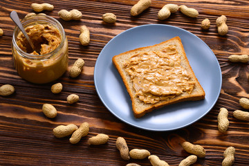Creamy peanut butter with toast