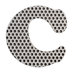 Letter C of the alphabet - Stainless steel punched metal sheet.