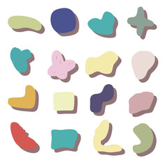 Abstract modern and stylish digital composition with different shapes on the white isolated background. Creative colorful pattern.