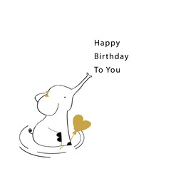Birthday illustration with elephant