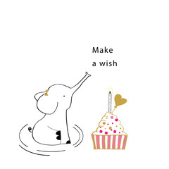 Birthday illustration with elephant