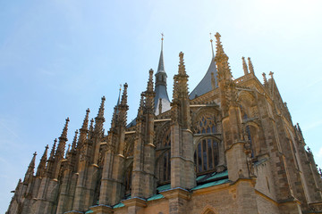 Fragment of Cathedral of St Barbara in Kutna Hora, Czech Republic, Europe.