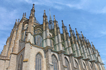 Fragment of Cathedral of St Barbara in Kutna Hora, Czech Republic, Europe.