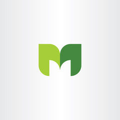 m logo letter leaves green eco icon vector