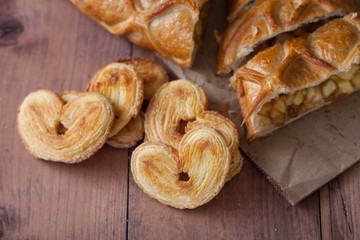 cake with Apple filling and pastry in the shape of a heart