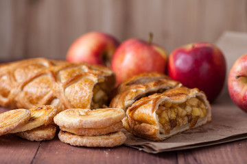 cake with Apple filling and pastry with apples