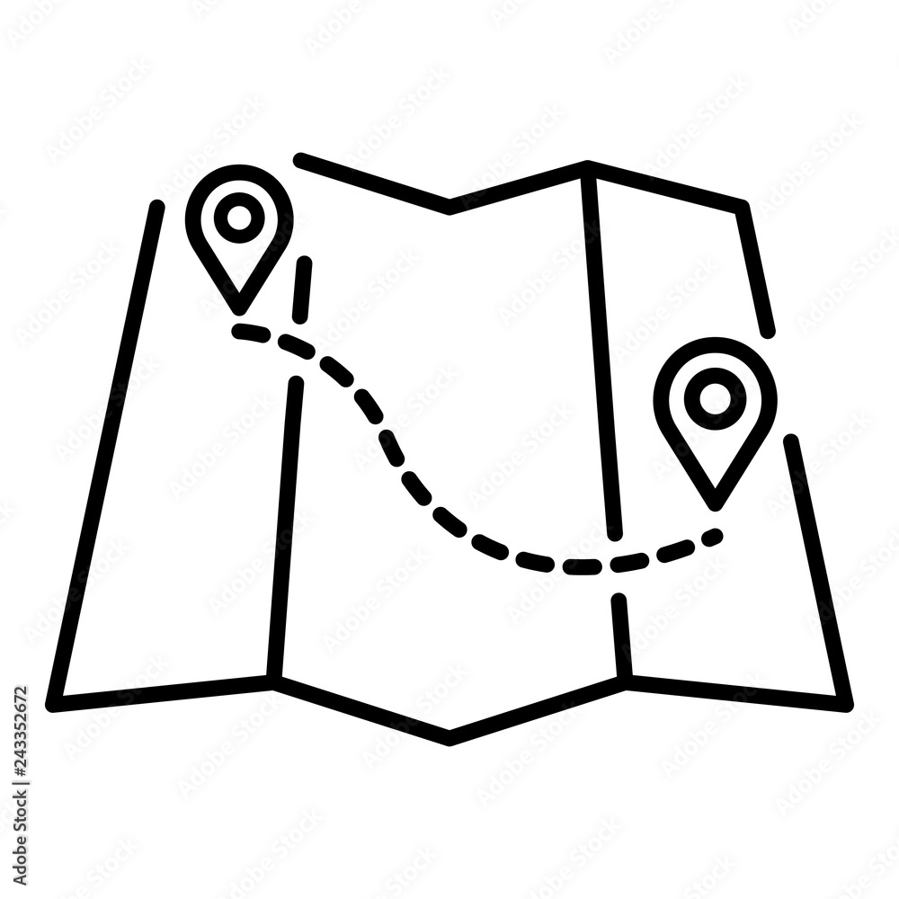Poster rafting map route icon. outline rafting map route vector icon for web design isolated on white backg