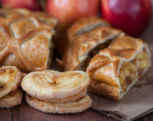 cake with Apple filling and pastry with apples