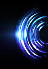 blue abstract circle background, digital overlap layer line, simple technology design template, vector illustration