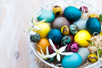 Different Easter Eggs dyed in Natural ingredients