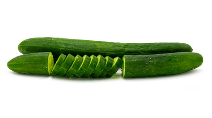 Japanese cucumber slices isolated on a white background