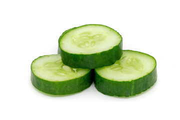 Japanese cucumber slices isolated on a white background