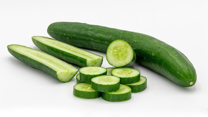 Japanese cucumber slices isolated on a white background