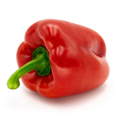 One red bell pepper, isolated on a white background