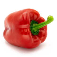 One red bell pepper, isolated on a white background