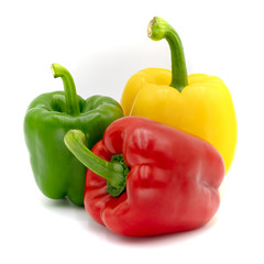 Three sweet peppers isolated on a white background