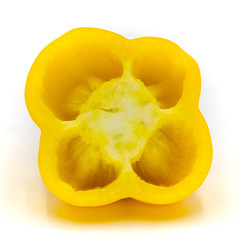 One piece of yellow bell pepper isolated on a white background