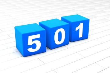 3D rendered illustration of the HTML error Code 501 made of cubes.