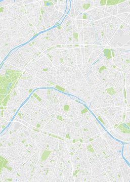 City map Paris, color detailed plan, vector illustration