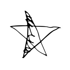 Creative hand drawing of star isolated on white in childish style.