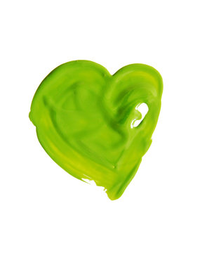 Hand-drawn painted green heart
