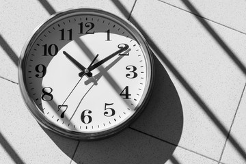round clock, black and white
