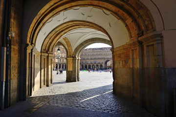 Salamanca, Spain - November 15, 2018: Square Mayor of Salamanca.