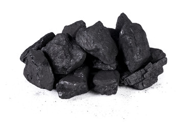 pile black coal isolated on white background
