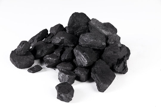 pile black coal isolated on white background
