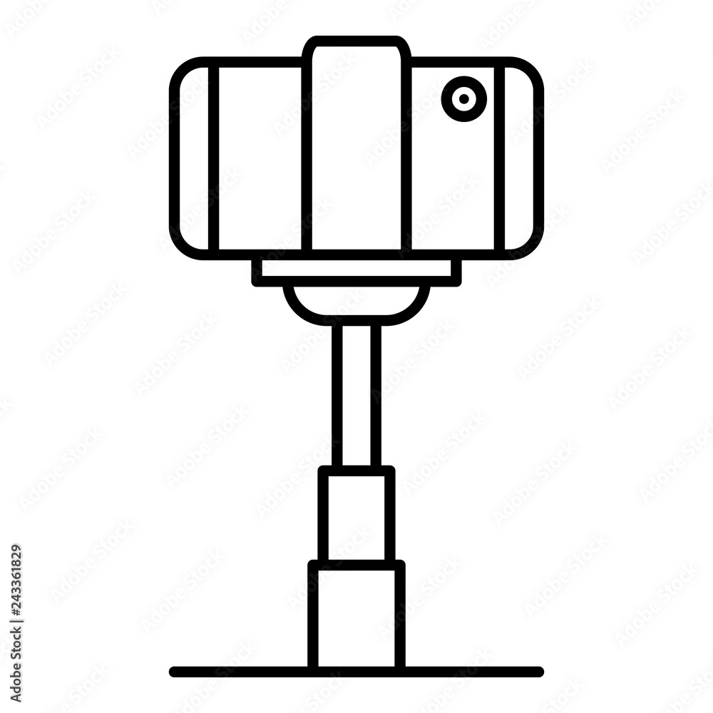 Wall mural Smartphone selfie stick icon. Outline smartphone selfie stick vector icon for web design isolated on white background - Wall murals