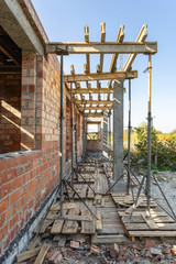 Fototapeta premium Photo of ceiling formwork construction on support piles