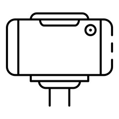 Modern selfie smartphone icon. Outline modern selfie smartphone vector icon for web design isolated on white background