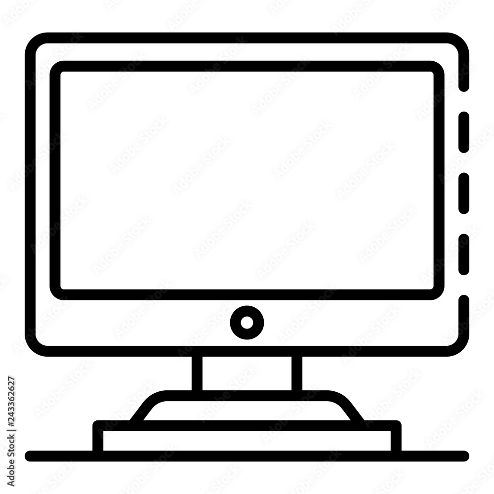 Poster desktop computer pc icon. outline desktop computer pc vector icon for web design isolated on white b