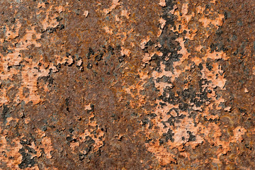 Rustic metal texture with cracked surface of the paintings in natural colors as background