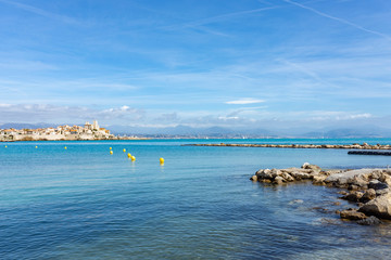 Fototapeta premium View of the Maritimes Alps from Antibes, France