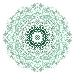 Green color gradient. Flower coloring Mandala. decorative elements. Oriental pattern, vector illustration. Indian, moroccan, mystic, ottoman motifs.