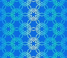 Blue color Floral Geometric Pattern. Seamless Texture Color Background. Element For Design. Vector Illustration