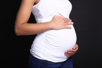 Portrait of a beautiful happy commercial pregnant woman