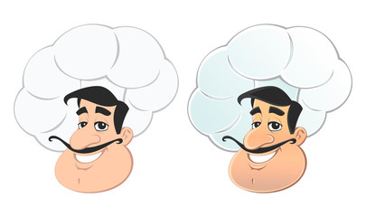 Caucasian chef. The face in the cooking cap. Avatar, emblem.