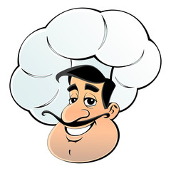 Caucasian chef. The face in the cooking cap. Avatar, emblem.