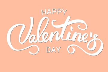 Happy Valentines Day typography poster with handwritten calligraphy text, on pink background.