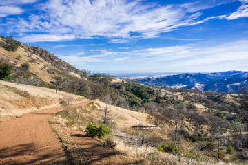 Hiking trail in Mt Diablo State Park, Contra Costa county, San Francisco bay area, California
